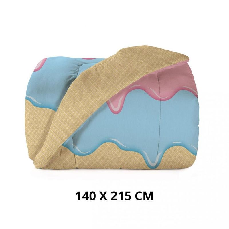 edredom teka kids solteiro sorvete 140x215cm 100% algodão (mp)