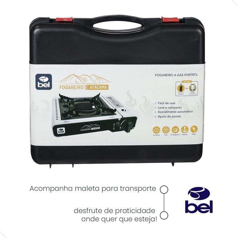 fogareiro a gás bel atacama com ignição eletrônica cinza 111208 (mp)