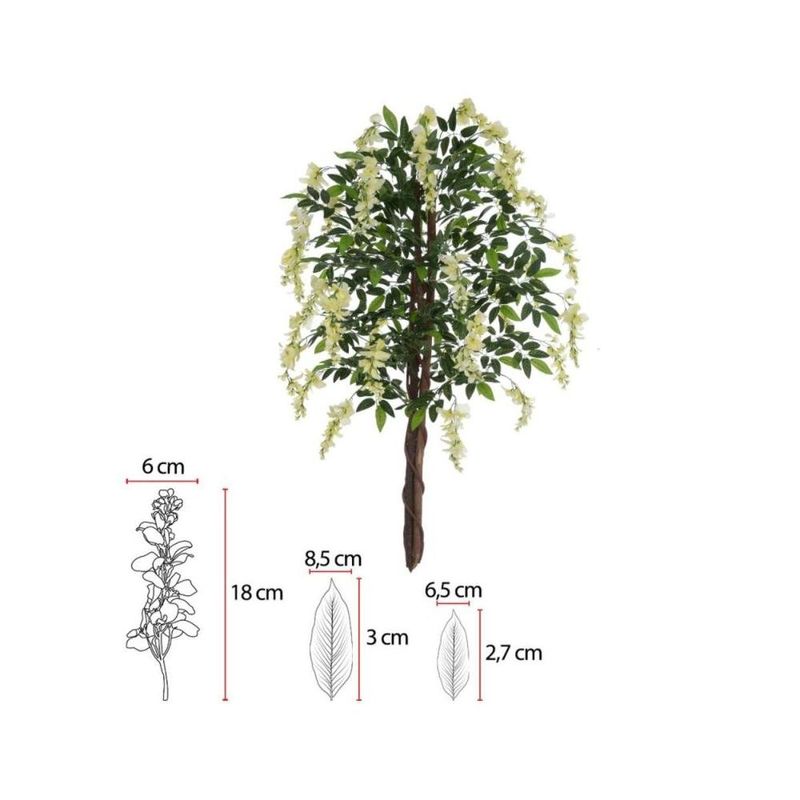 árvore artificial visteria florarte creme x840 1,5 metro 43694001 (mp)