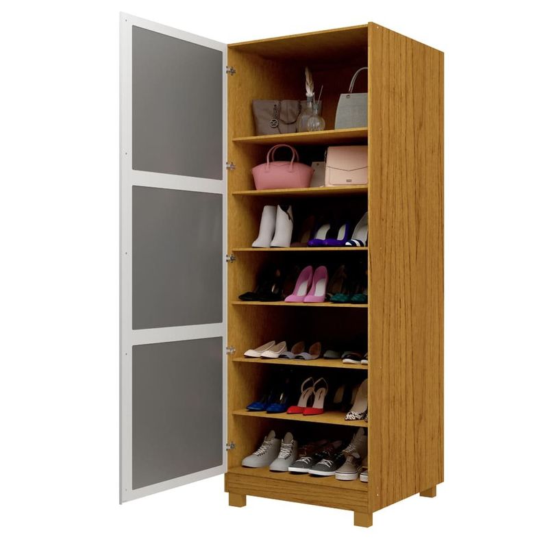 sapateira 1 porta gelius gold com espelho naturale