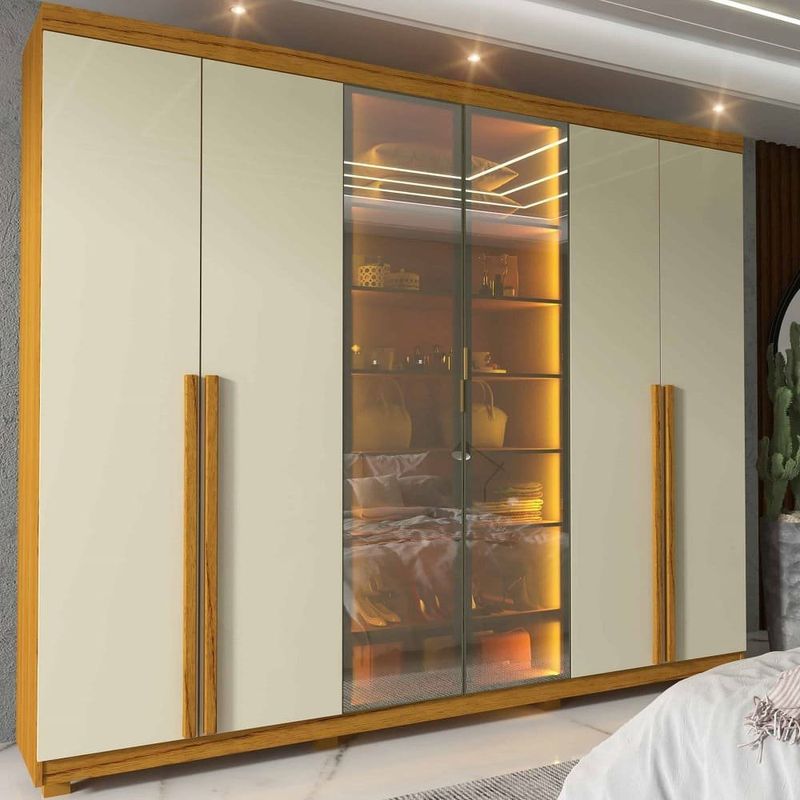 guarda-roupa 6 portas 4 gavetas gelius imperatriz naturale e off white