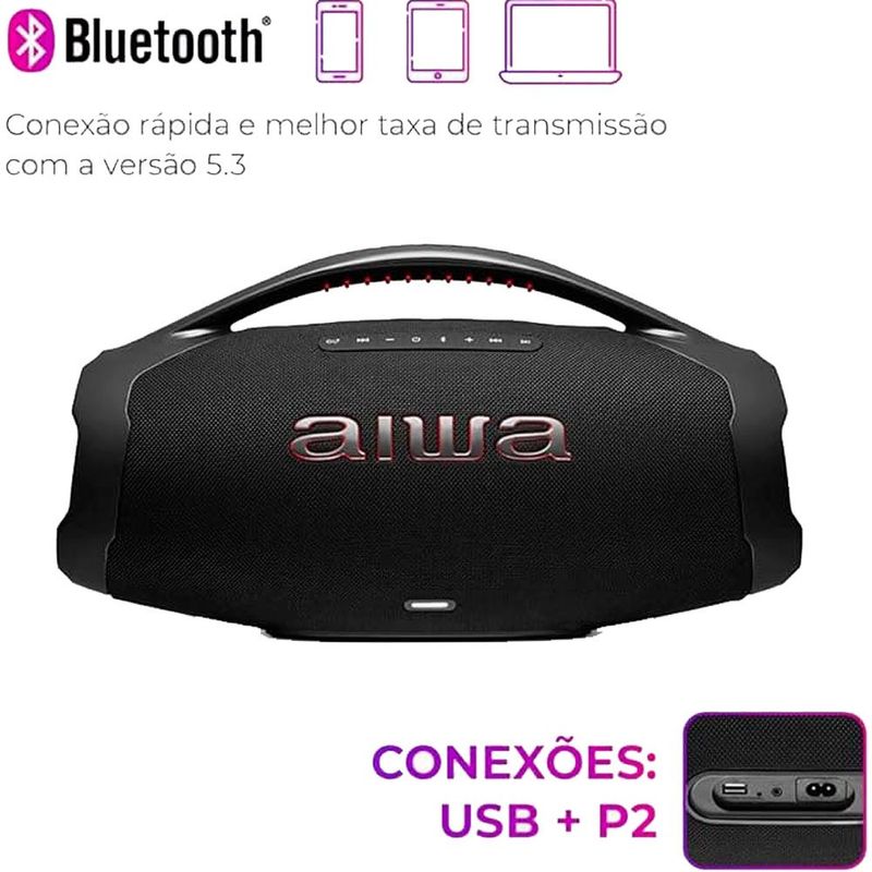 caixa de som boombox aws-bbs-01b aiwa 74889 bivolt (mp)