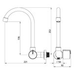 torneira de parede para cozinha herc bica móvel elba 2925 branco (mp)