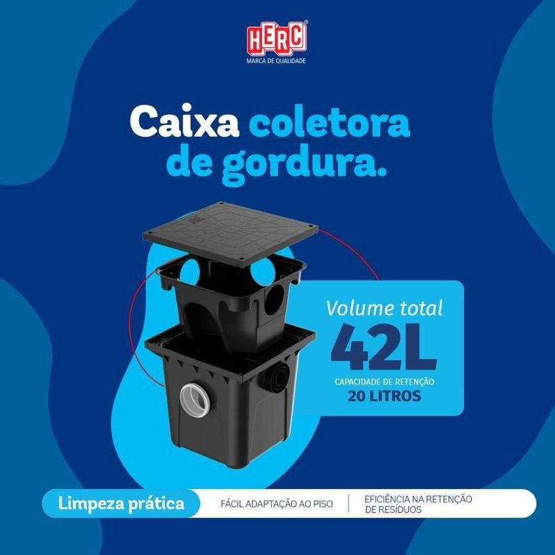 caixa coletora de gordura herc 42 litros 1000000545 preto (mp)