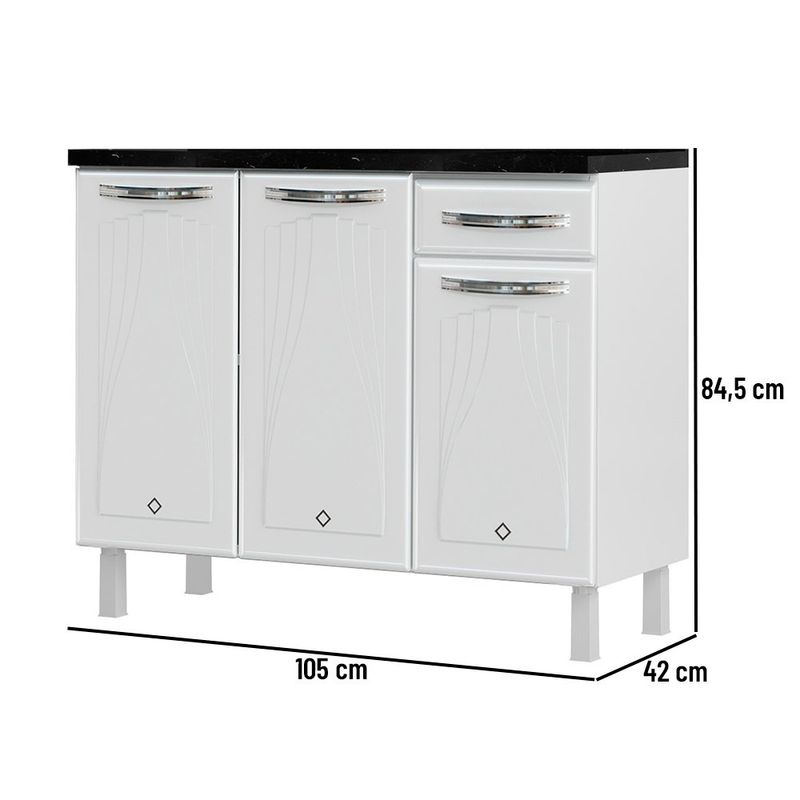 balcão de cozinha telasul cristal com tampo 819134 branco