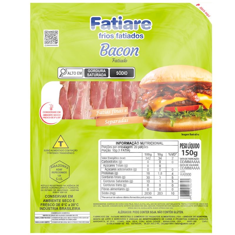bacon fatiado fatiare 150g
