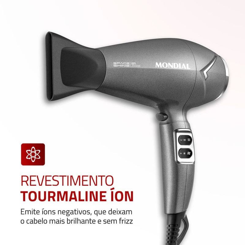 secador de cabelo mondial space shine 2000w 127v sc-20 cinza