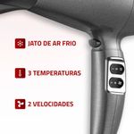 secador de cabelo mondial space shine 2000w 127v sc-20 cinza