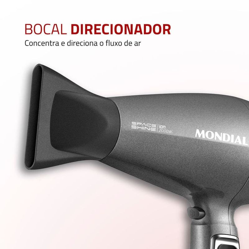 secador de cabelo mondial space shine 2000w 127v sc-20 cinza