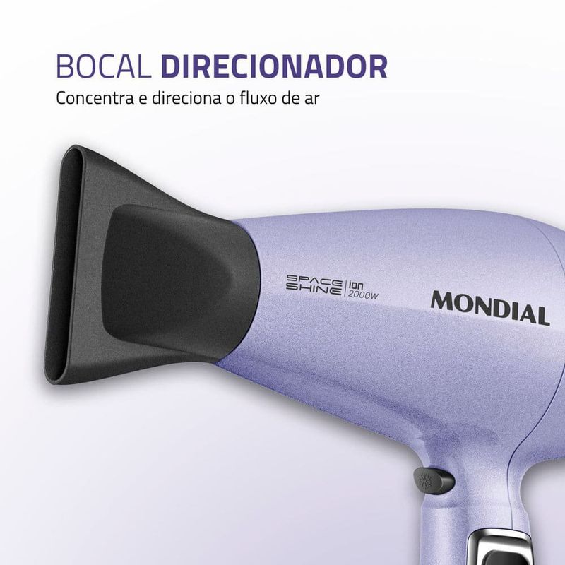 secador de cabelo mondial space shine 2000w 127v sc-21 lilás