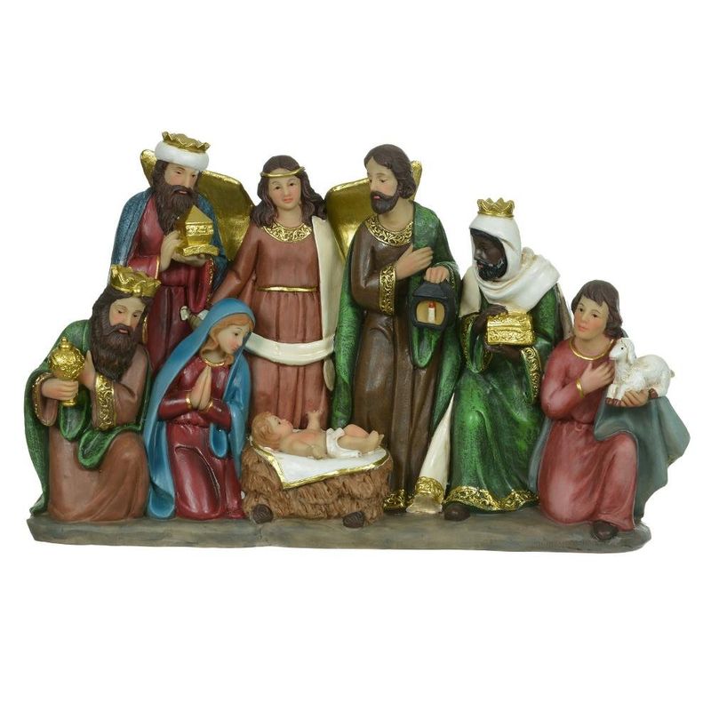 presépio natalino com 8 figuras colorido 34x7,8x21,3cm 466926001 florarte (mp)