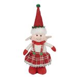 boneco florarte elfo natalino em pé vermelho e branco 35cm 82001 (mp)