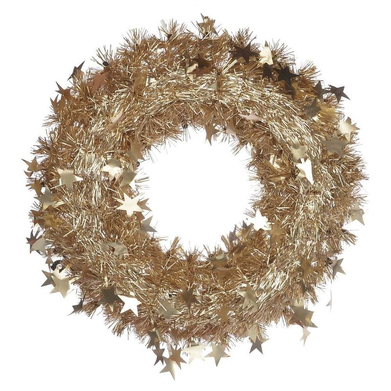 guirlanda florarte decorada estrela dourado 38cm 48001 (mp)