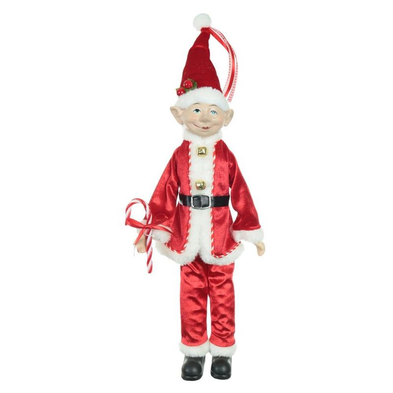 boneco florarte elfo natalino para pendurar vermelho e branco 45cm 06001 (mp)