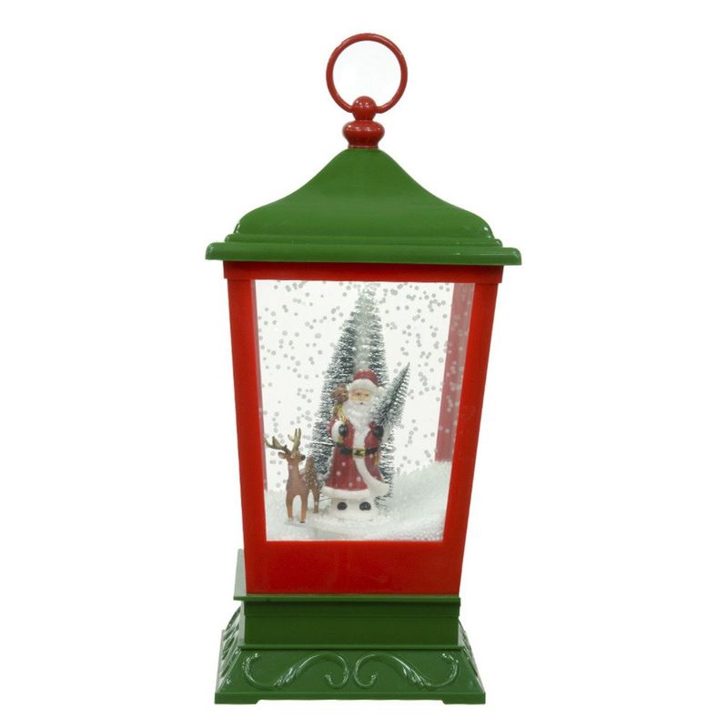 luminária florarte animada cenário com som e neve vermelho e verde 40cm 16001 (mp)