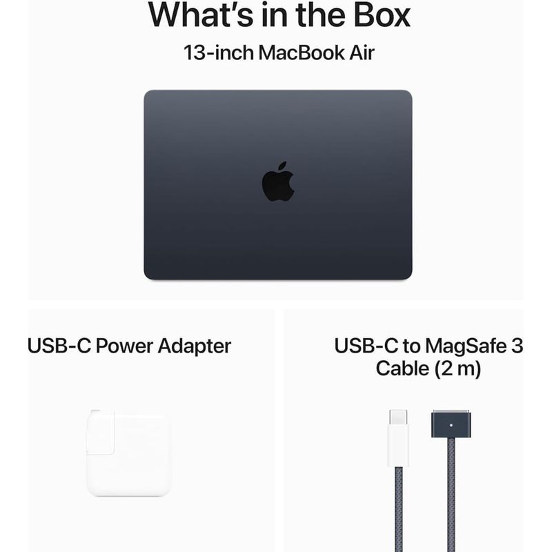 macbook m3 tela 13.6" 8gb de ram 256gb midnight a-bi