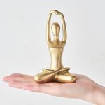 estátuas decorativas 3 peças ioga ni-jasw dourada a-bi