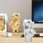 estátuas decorativas 2 peças gesto de amor yunjuhop dourado prata a-bi