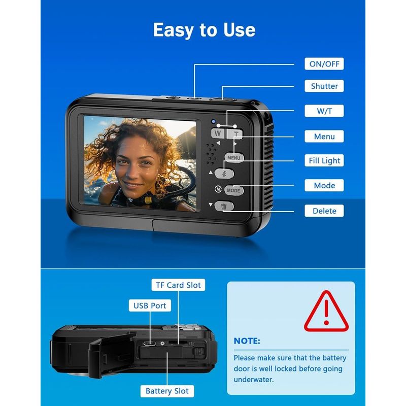câmera subaquática 4k tebngihnm a-bi