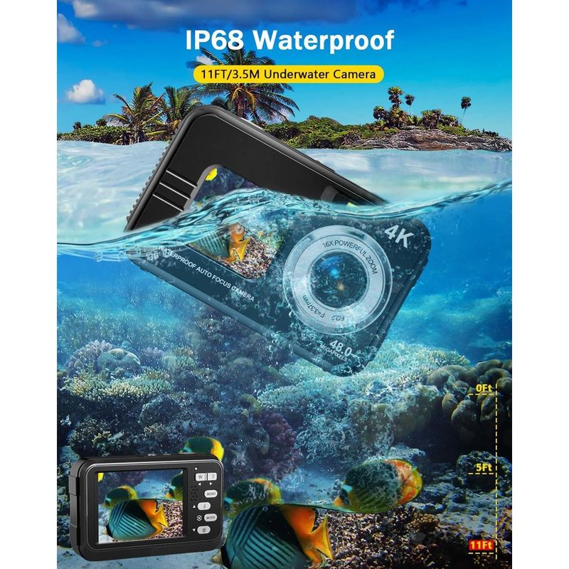 câmera subaquática 4k tebngihnm a-bi