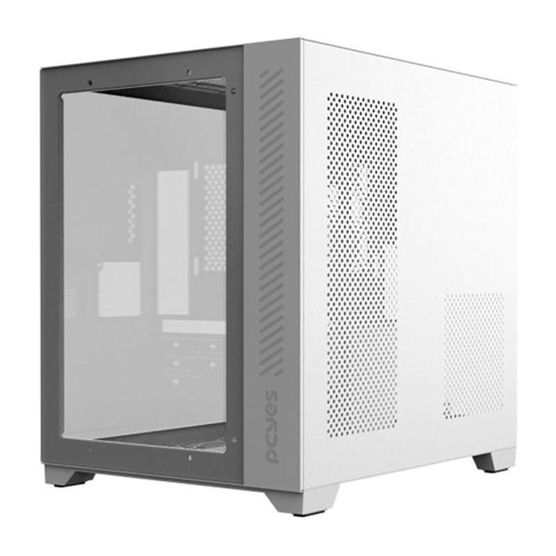 gabinete gamer pcyes mid tower matx lateral e frontal em vidro forcefield white ghost (mp)