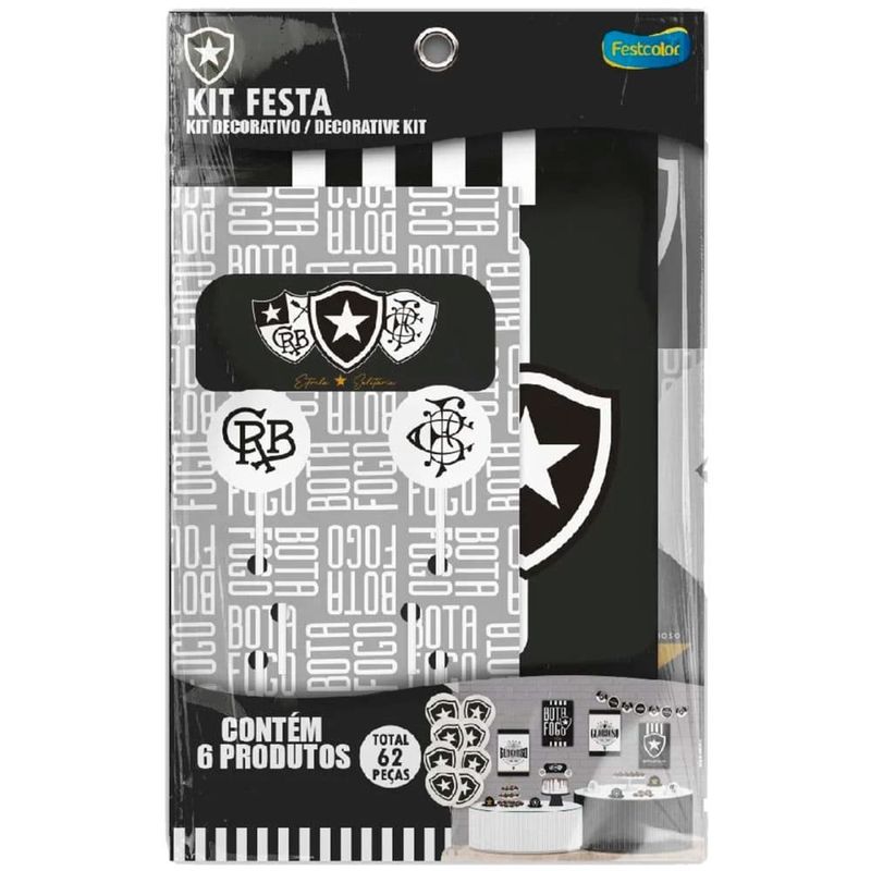 kit festa botafogo oficial festcolor 62 peças 112104 (mp)