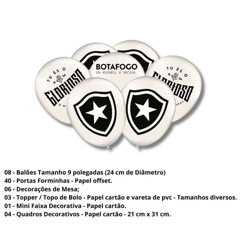 kit festa botafogo oficial festcolor 62 peças 112104 (mp)