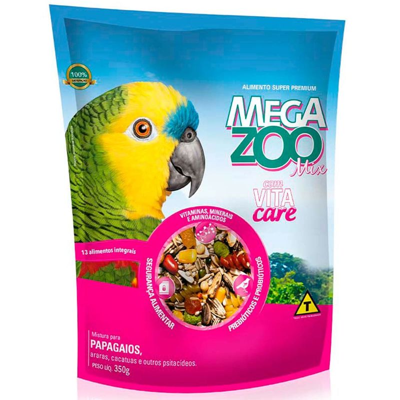 ração para papagaios mix megazoo 350g (mp)