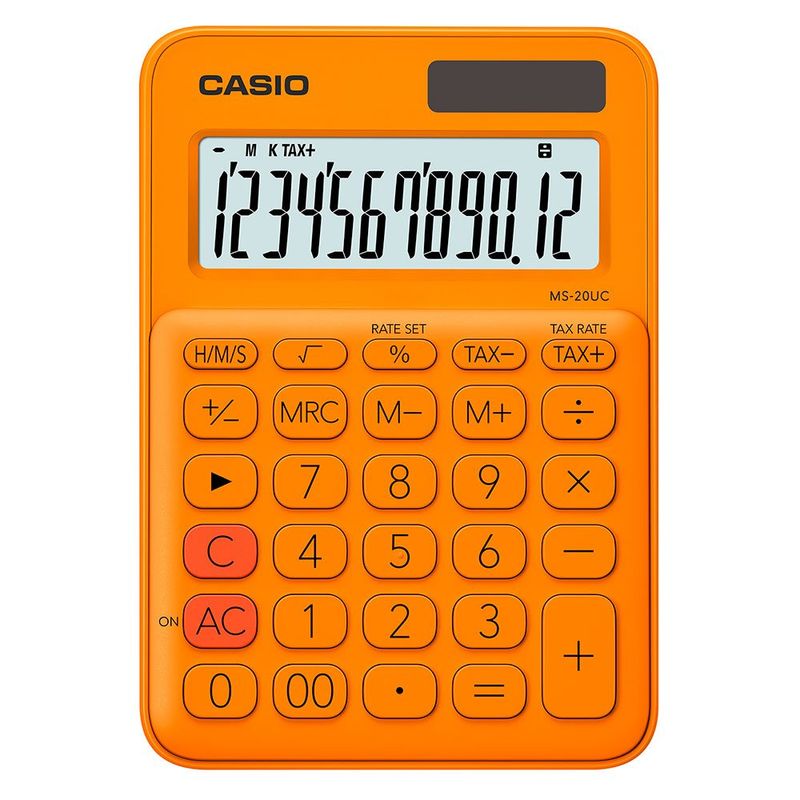 calculadora casio laranja ms-20uc-rg-w-dc