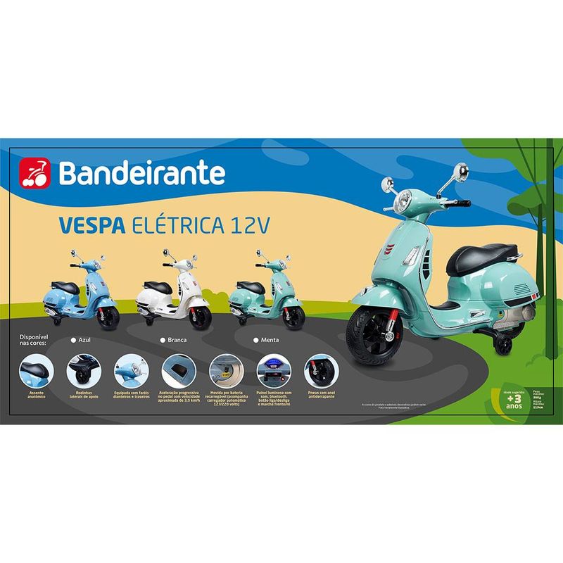 moto elétrica infantil bandeirante vespa azul 2930