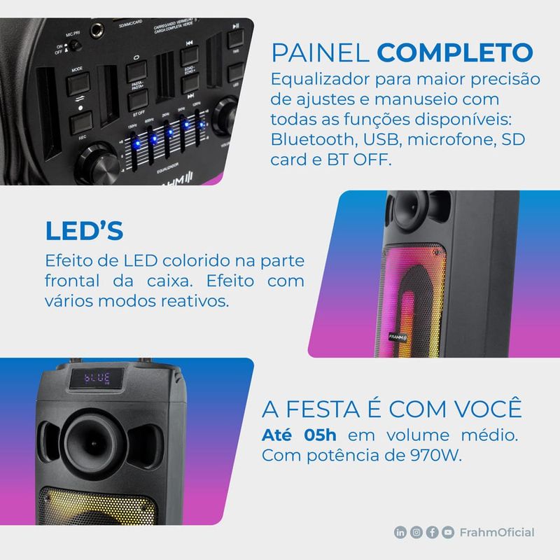 caixa de som amplificada frahm tf970 tws 970w preto