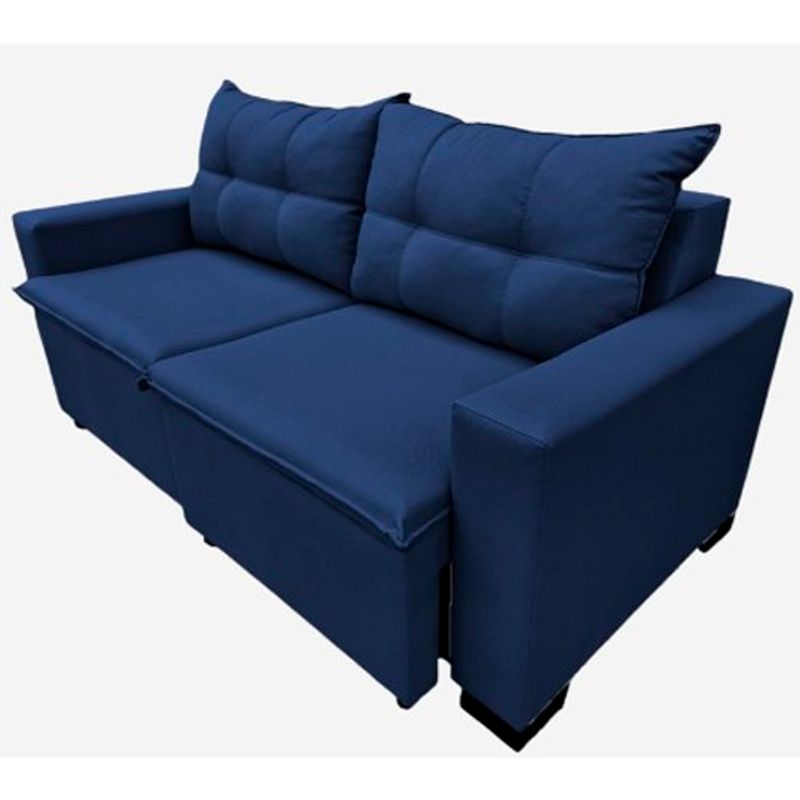 sofá 3 lugares marjom montreal retrátil azul marinho 35086