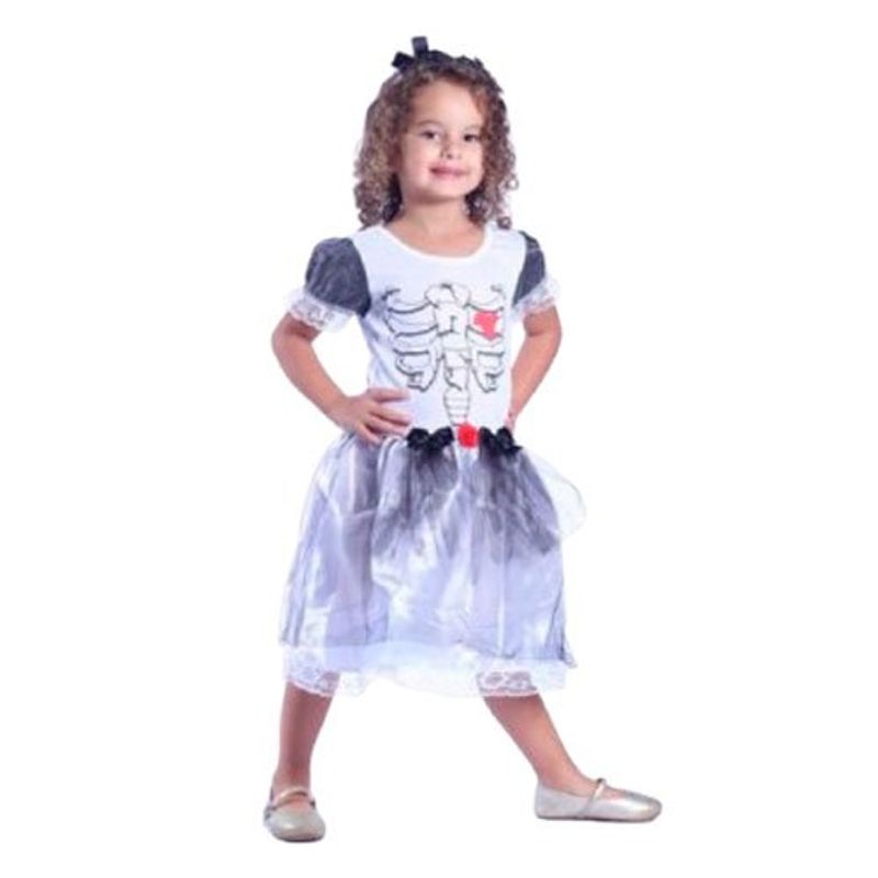 fantasia infantil noiva cadaver ione e eduardo tamanho m 4/5 anos (mp)