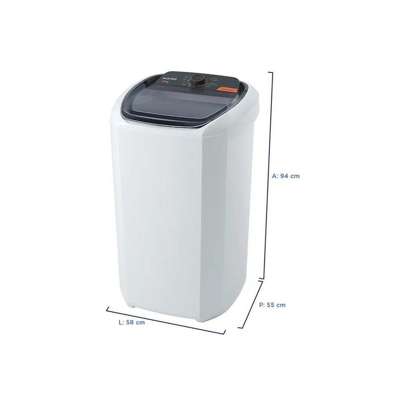 lavadora tanquinho 20kg semiautomática wanke premium 10 programas lwbe 201t3 110v branco (mp)