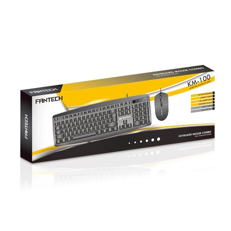 teclado e mouse usb fantech 1200dpi silent km-100 preto (mp)