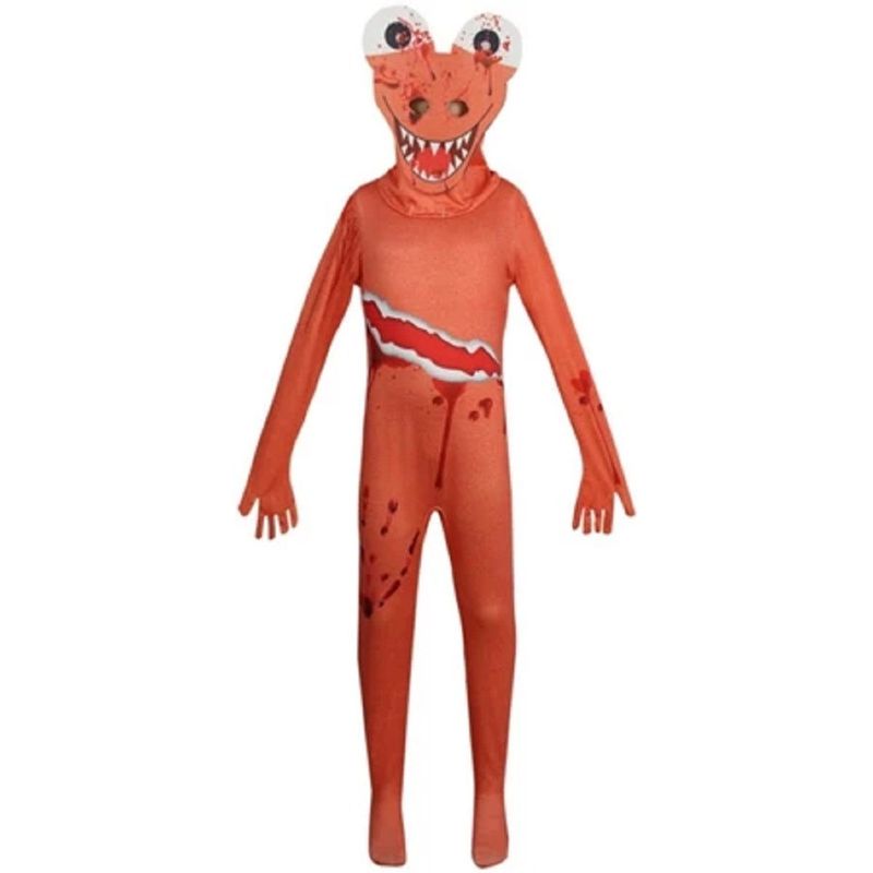 fantasia infantil macacão e máscara vermelho roblox 140cm 7-8 anos (mp)