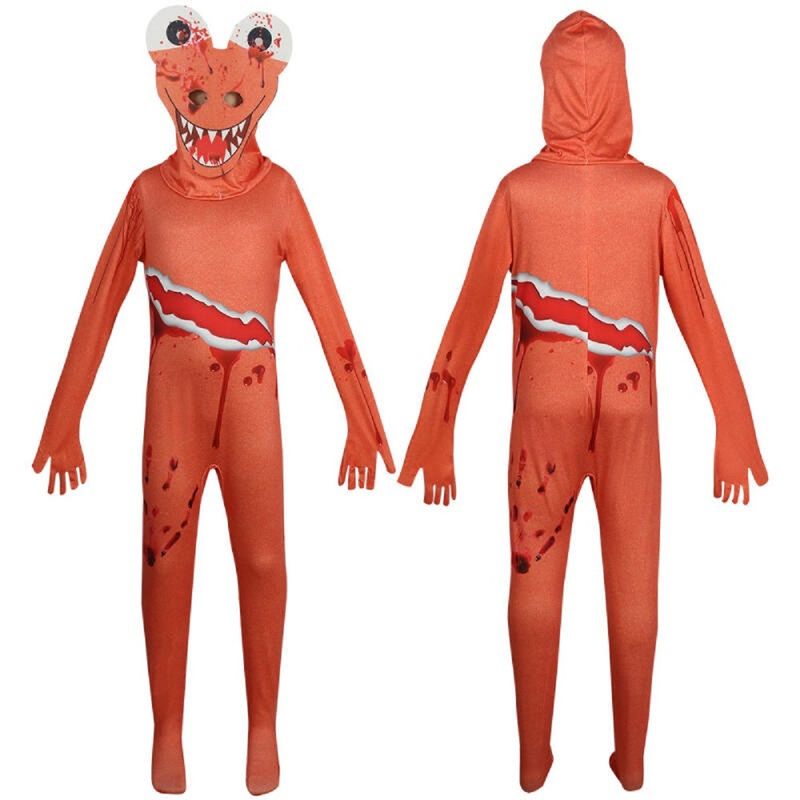 fantasia infantil macacão e máscara vermelho roblox 140cm 7-8 anos (mp)