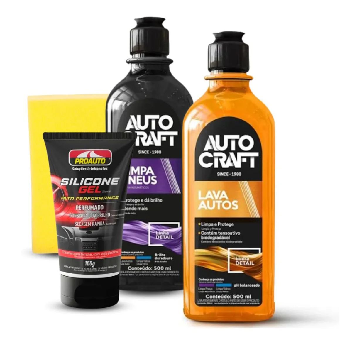Kit Lavagem Automotiva Pretinho/silicone/shampoo Proauto