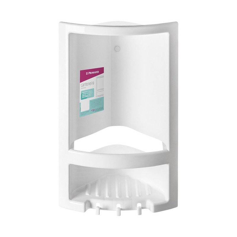 cantoneira para banheiro plástica atlas com gancho primafer 5012-2 branco (mp)