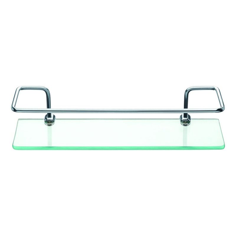 prateleira de vidro atlas com haste de metal 30x12cm primafer pr3032-1 (mp)