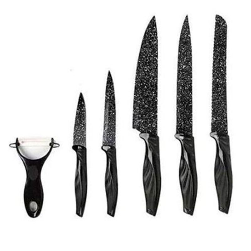 conjunto de facas com 6 peças basik preto (mp)