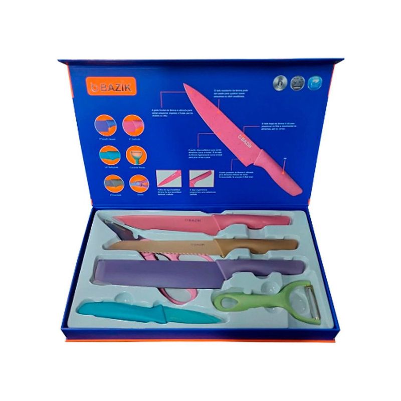 ブッシュ　スマート　４５１ ４台セット Conjunto de Facas para Cozinha Basik Ondulada Colorido