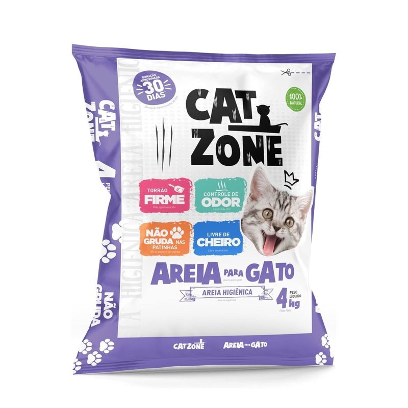 areia higiênica para gato cat zone procão 100% natural 4kg (mp)