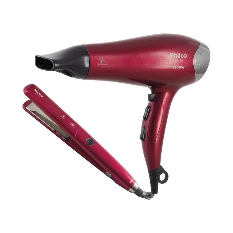 kit secador de cabelo e chapinha philco pkt3250 vrm (mp)