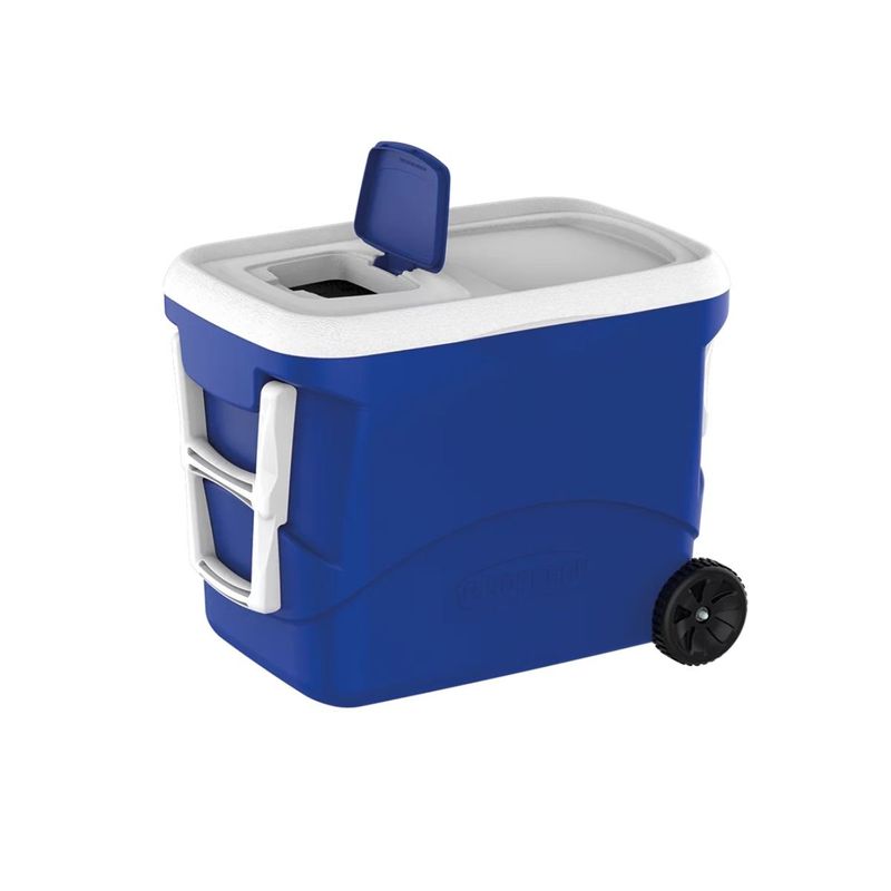 caixa térmica soprano cooler tropical 50 litros com rodas azul (mp)