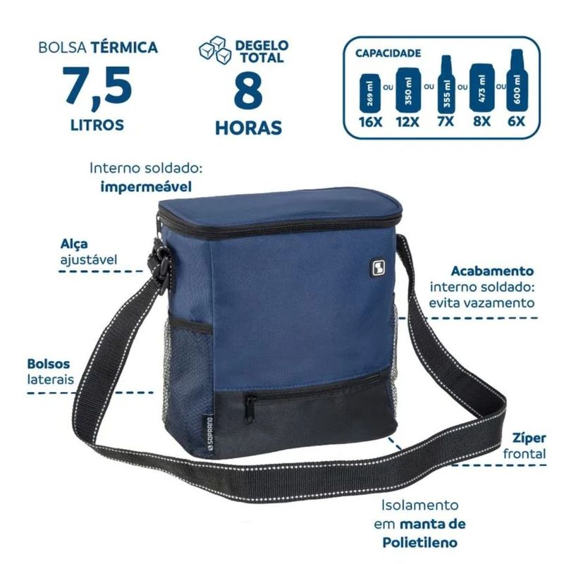 bolsa térmica soprano tropical 7,5 litros azul (mp)