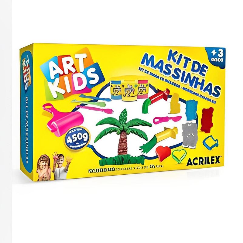 kit de massinhas acrilex 450g sem cor art kids +3 anos (mp)