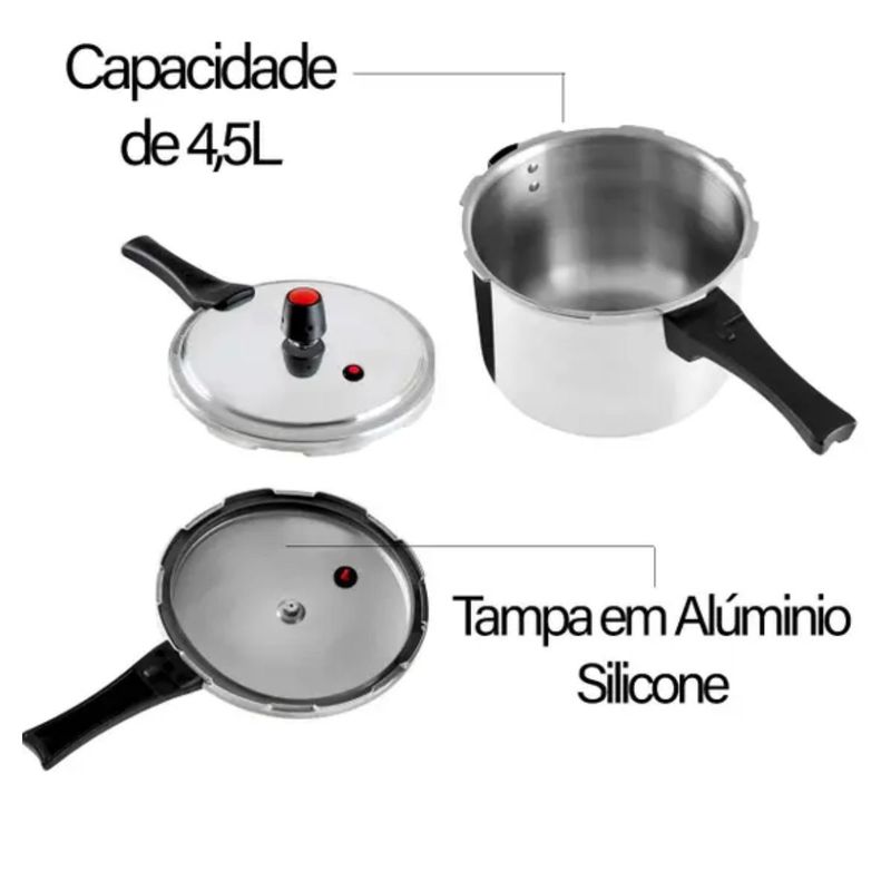 panela de pressão panelux fechamento externo 4,5l polida (mp)