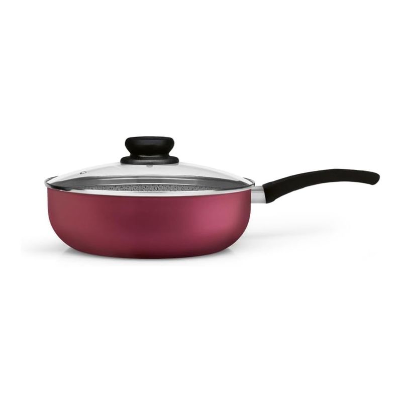 frigideira panelux wok 24 premium cereja com tampa de vidro (mp)