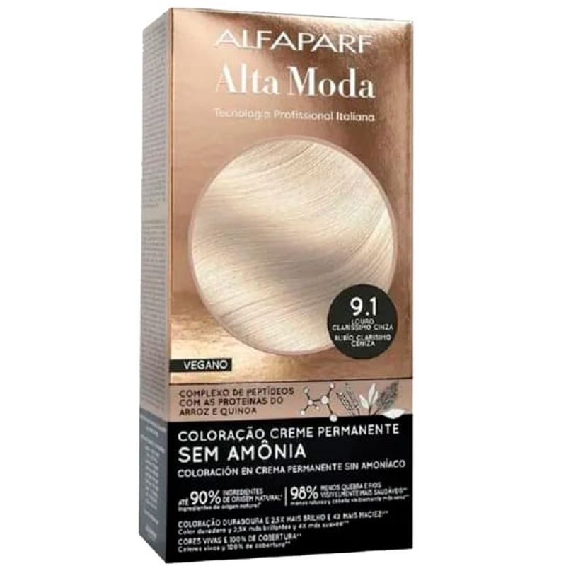 tintura para cabelo altamoda sem amônia 9.1 louro clarissimo cinza (mp)